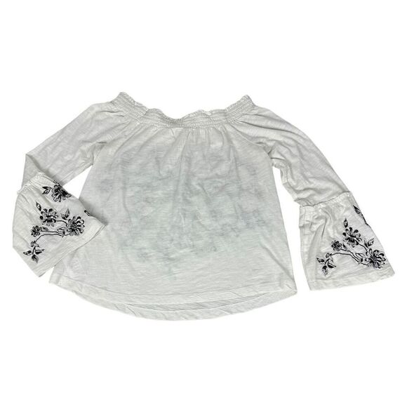 Anthropologie Annie Embroidered Off The Shoulder Top size XS White Black - Picture 4 of 10